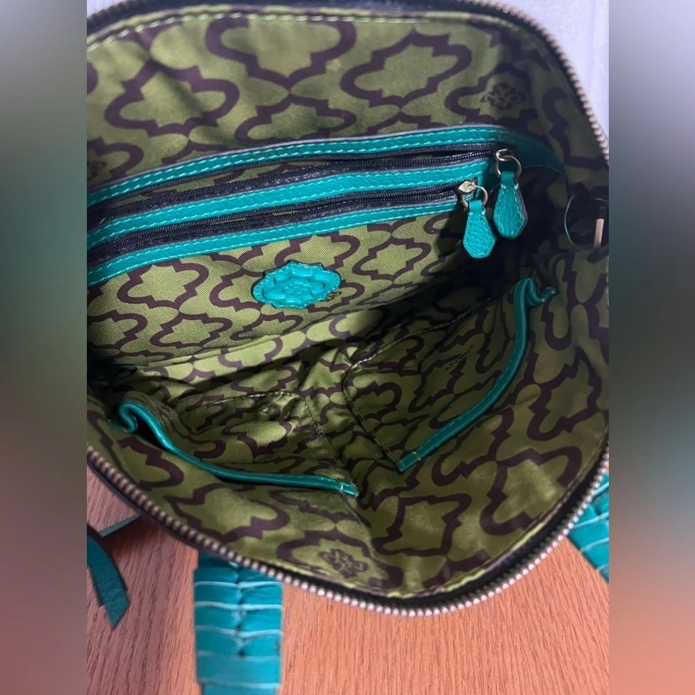orYANY Green Pebbled Leather Medium Shoulder Bag